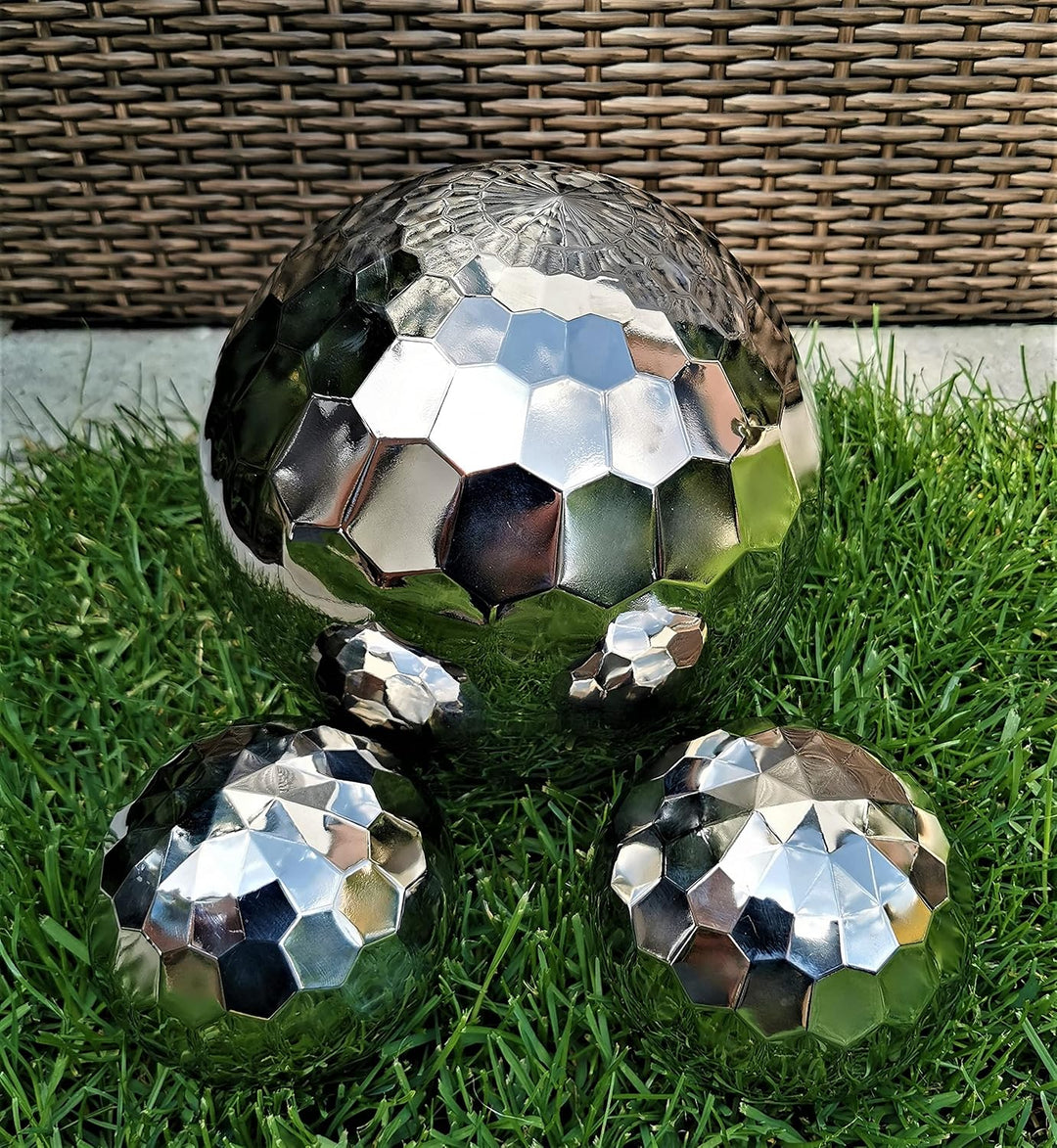 Dekokugel Diamond 3er Set aus Edelstahl 20/10/10 cm poliert Dekorationskugel Edelstahlkugel