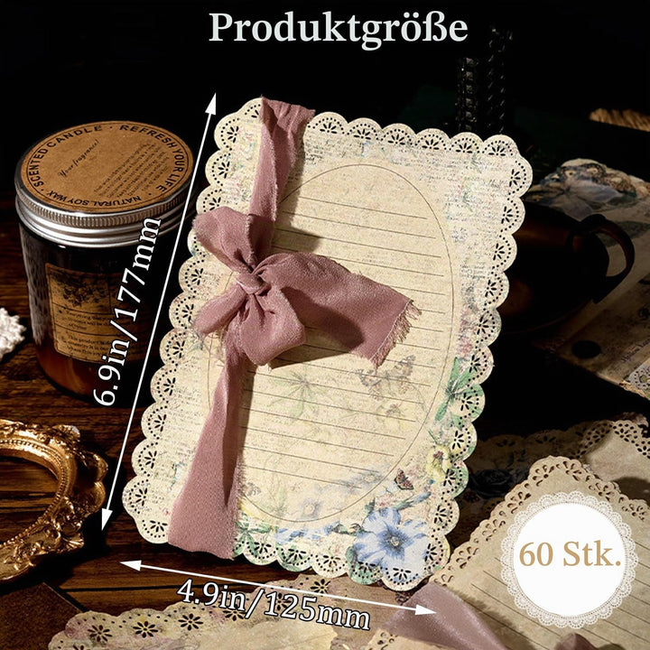 60 Blätter Spitze Kanten Scrapbook Zubehör, 6 Pack Vintage Scrapbook Papier für Bullet Journaling Zu