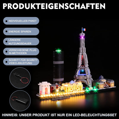 BrickBling Led Beleuchtungsset für Lego Architecture Pari（Kein Lego-Modell enthalten, Dekorations Be