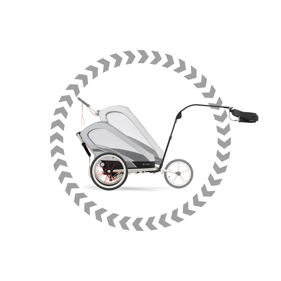 Cybex Hands-free Running Kit für Multisport-Anhänger ZENO, Inkl. Zugstange und Hüftgurt, Schwarz, Ru