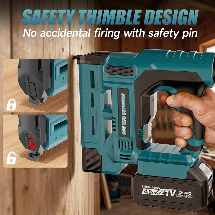 Cordless Nail Gun with 2 x 4.0Ah Batteries, 18 Gauge 2 In 1 Electric Brad Nailer &amp; Staple Gun with 1