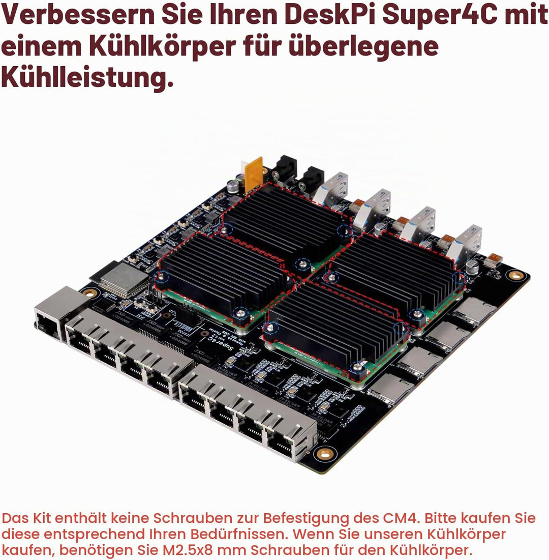 DeskPi Super4C für Raspberry Pi Compute Module 5, Cluster Mini-ITX Board Unterstützt 4 CM5, 2.5GbE +
