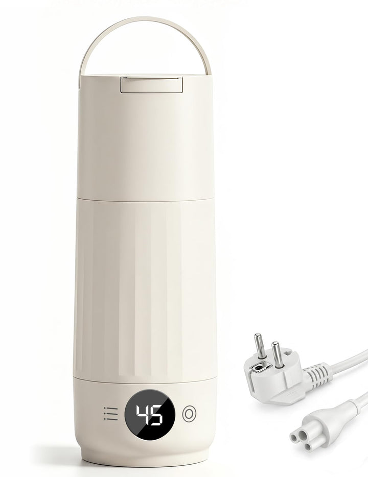 Reisewasserkocher, Mini Wasserkocher mit 9 Temperaturstufen, Tragegriff | 600ml, 4-in-1, Doppelschic