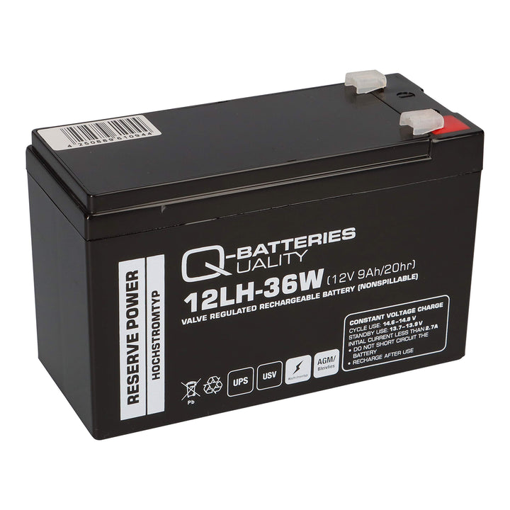 Blei Akku 12V 9Ah 12LH-36W hochstrom Bleigel AGM, kompatibel WP1236W, MP1236H, NPW45-12, HR1234WF2,