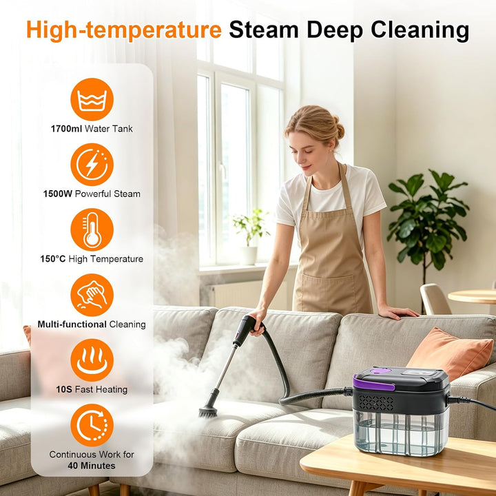 G-STORY Dampfreiniger für Zuhause und Auto – 1700ml grosser Tank, 10S schnelles Aufheizen, tragbarer