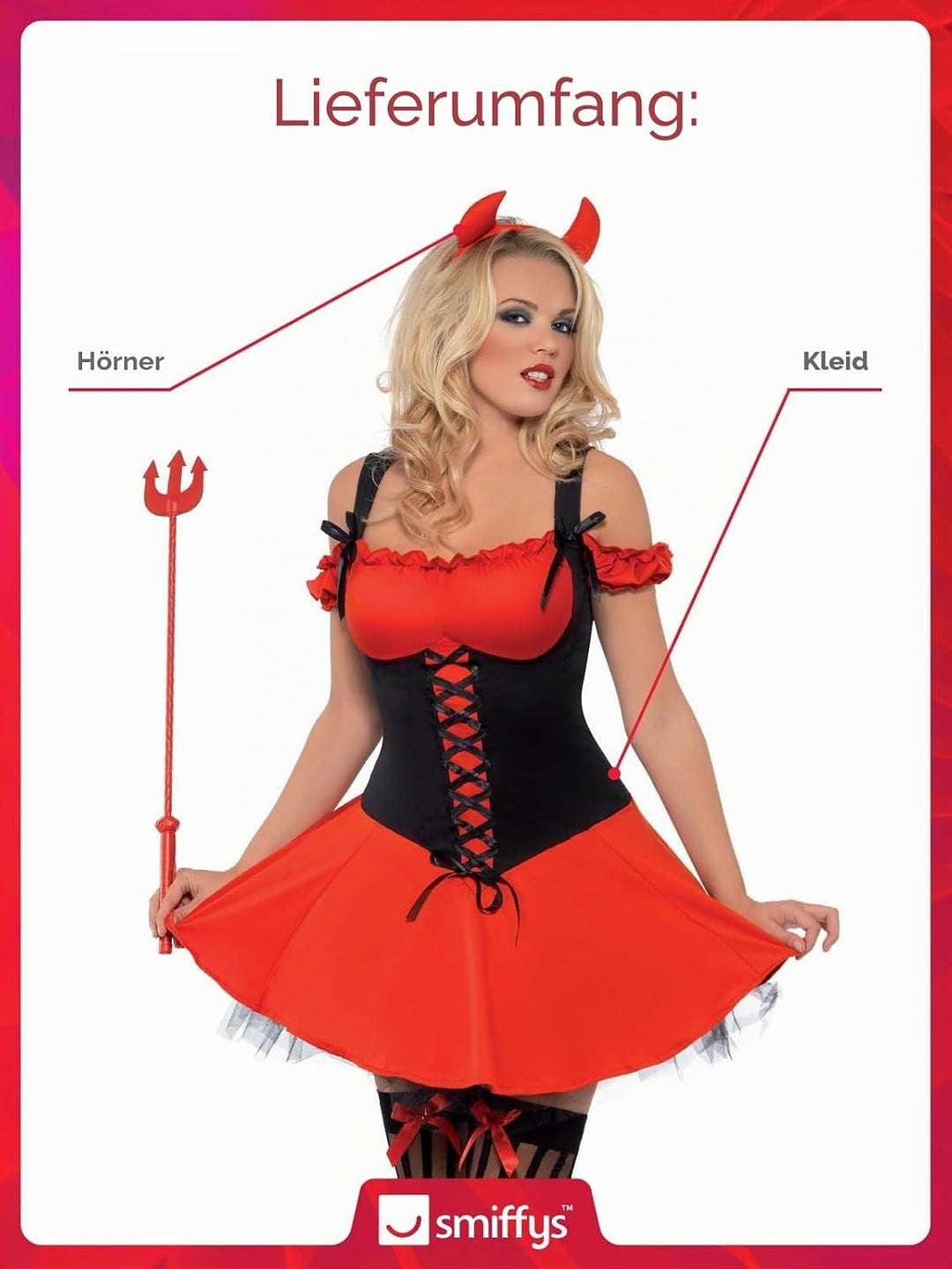 Fever Wicked Devil Costume (S) Grösse: 36-38, Grösse: 36-38