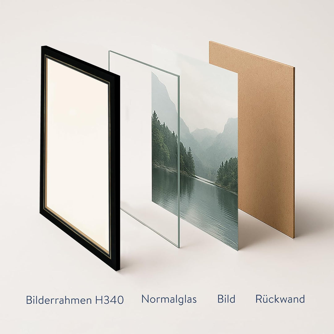 WANDStyle Bilderrahmen Landhaus Stil 30x42cm DIN A3 I Farbe: Schwarz I Fotorahmen I Holzbilderrahmen