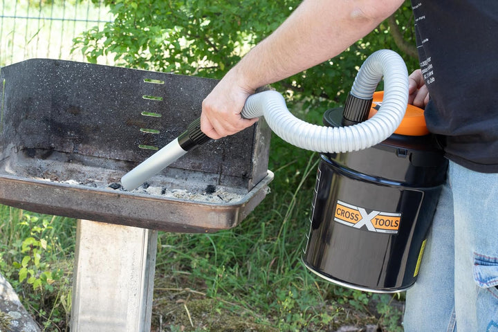 CAS Aschesauger Kaminsauger 600 W, 150 mbar, 12 l Behälter, 100 cm Metallsaugschlauch (PVC-ummantelt