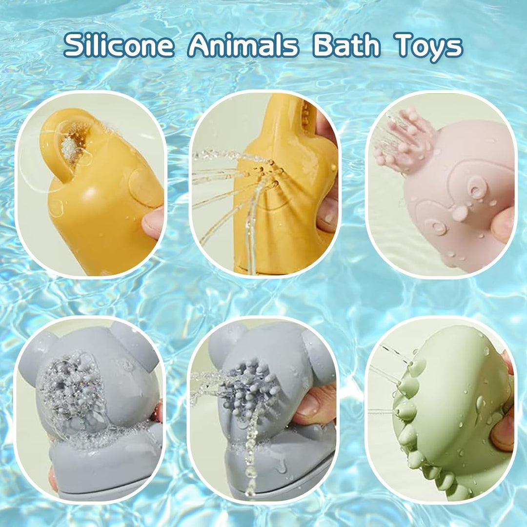 ATAUSD 9 Stück Badewannenspielzeug, Badespielzeug Silikon Badewanne Spielzeug, Baby Badewannenspielz