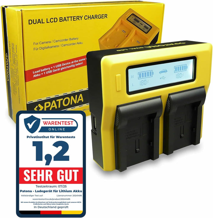 PATONA LCD Dual Ladegerät Kompatibel mit Akku Canon BP-807 BP-808 BP-809 BP-819 BP-820 BP-827 BP-828