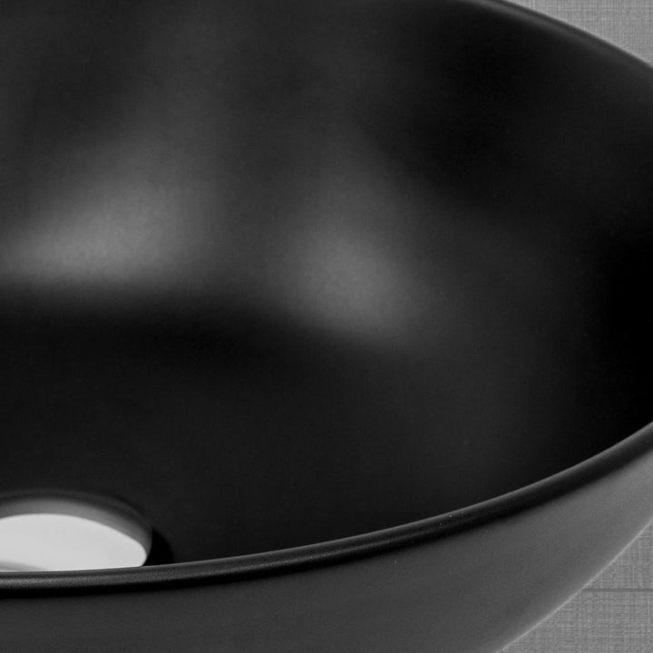 ML-Design Waschbecken aus Keramik in Schwarz Matt, Ø 32x13,5 cm, Runde Aufsatzwaschbecken, Moderne W