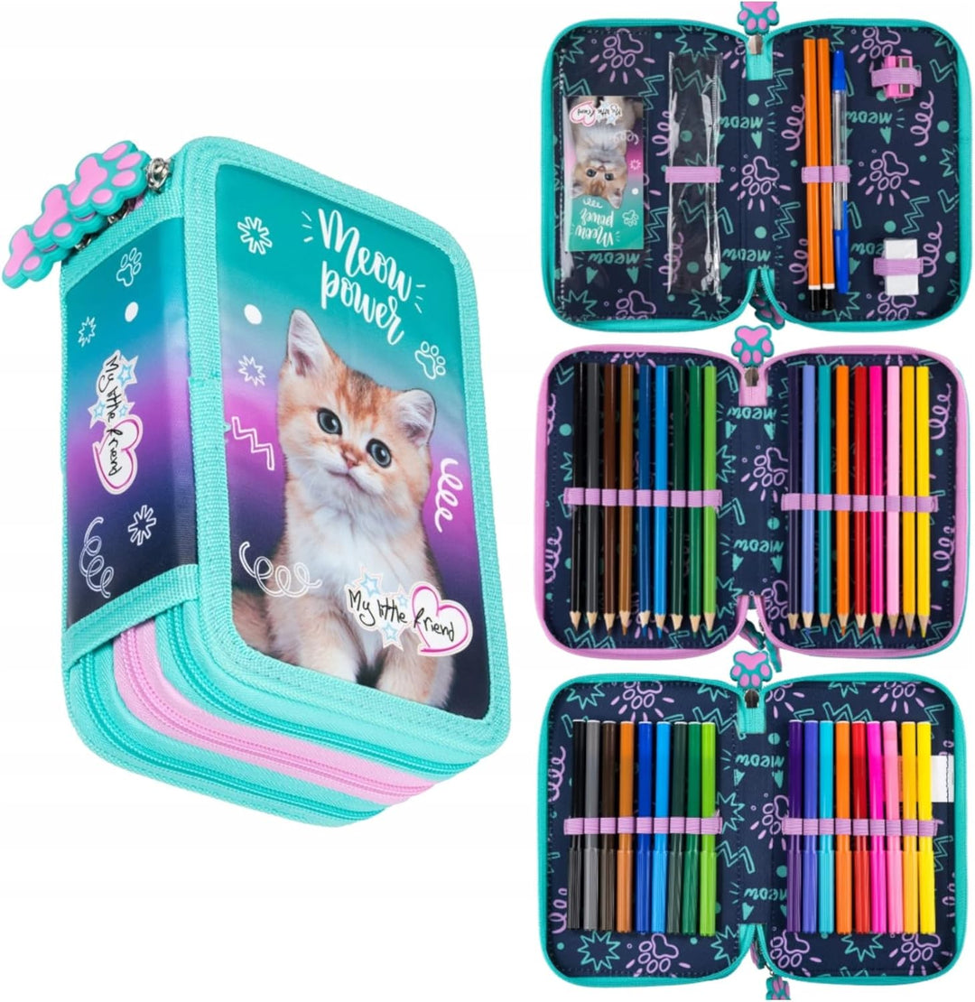 Goldkids - Federmäppchen 3 Fächer - Mäppchen für Mädchen und Jungen - Federmappe 3-Fach Federtasche