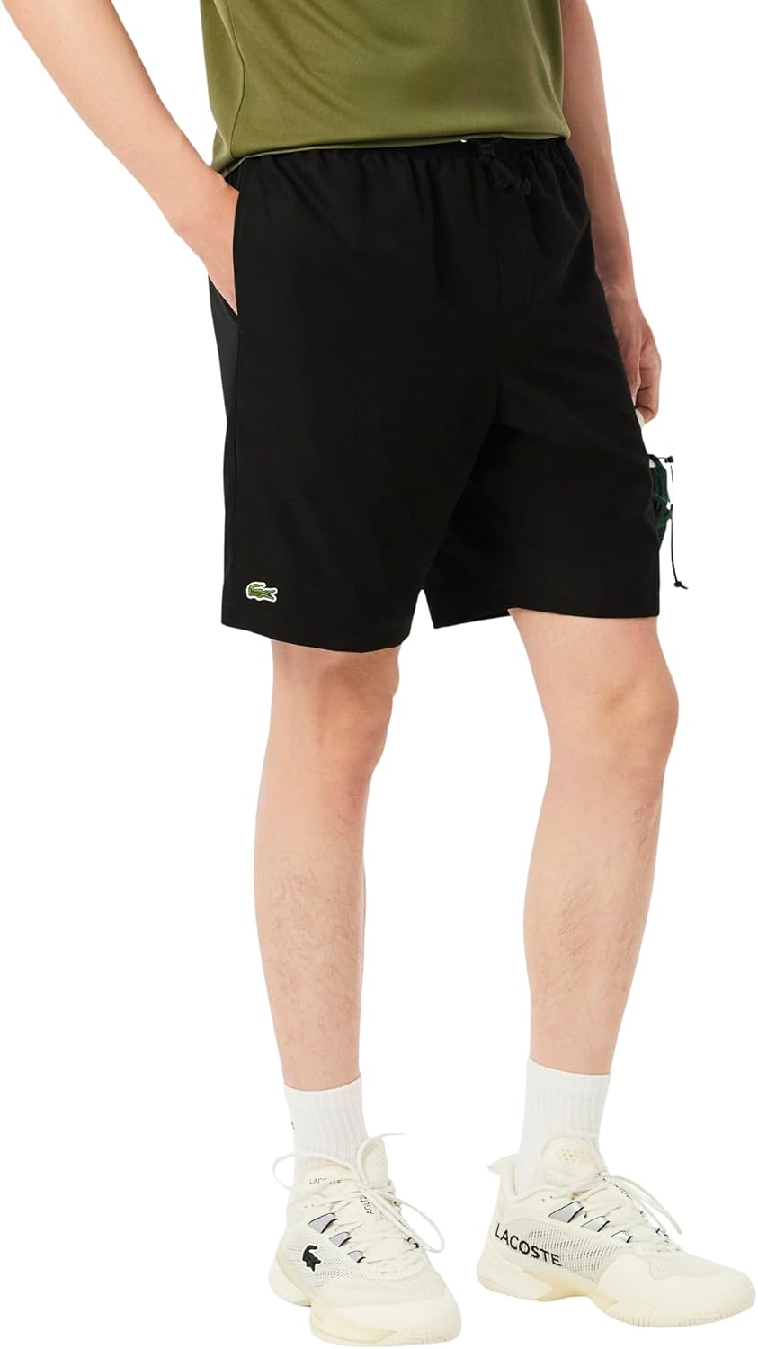 Lacoste Herren Kurze Trainingshose GH9627, Männer Sportshorts,Freizeithose,Regular Fit XXS Schwarz,