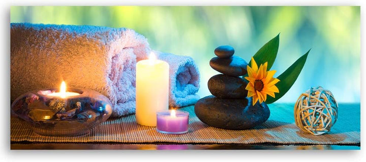 Feeby Wanddeko Spa Leinwandbild Kunstdruck Zen mehrfarbig 120x40 cm Leinwandbild 120x40 cm mehrfarbi