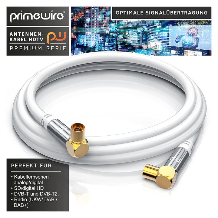CSL 7,5m Antennenkabel 8k 4k HDTV 135dB 75 Ohm 90 Grad gewinkelt - Premium Antennenkabel- FullHD 4k