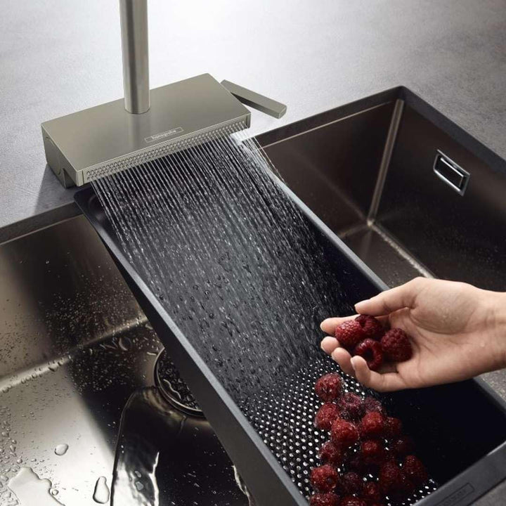 hansgrohe 73830800 Aquno Select M81 250, Ausziehauslauf, 2jet, sBox Edelstahl Finish Einhebel-Küchen