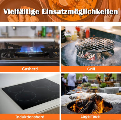 UISEBRT 12-teilig Dutch Oven Set in Holzkiste mit Dutch Oven viel Zubehör Gusseisen, bereits eingebr