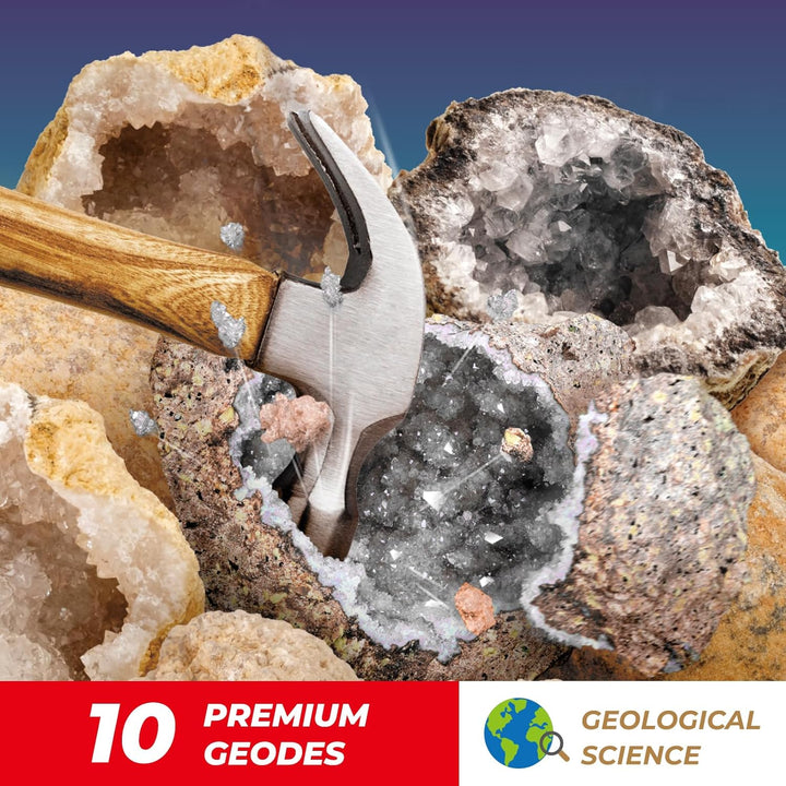 EDUMAN Geoden Zum Aufbrechen für Kinder, Natur Geoden Set in Gross und Klein, Inklusive Schutzbrille