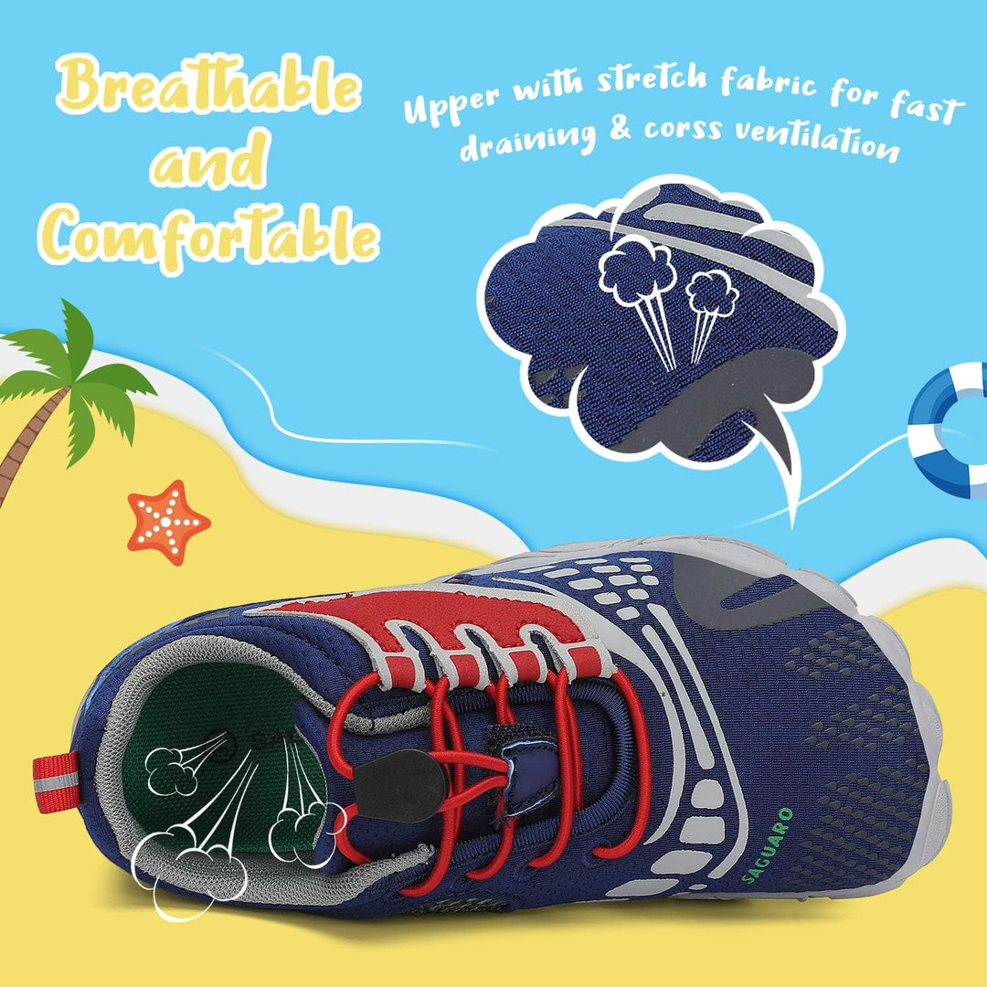 SAGUARO Kinder Barfussschuhe Schnell Trocknend Badeschuhe,24-36 EU 25 EU Blau Rot, 25 EU Blau Rot