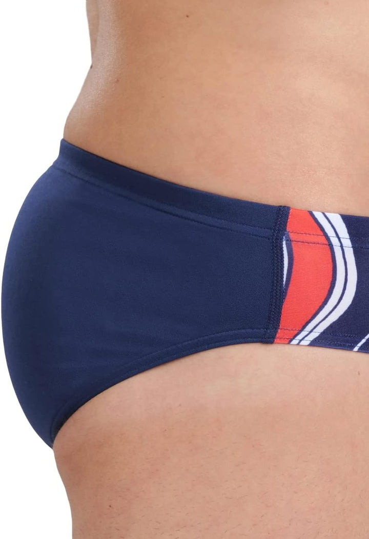 ARENA Herren Men's Swim Briefs Marbled Badehosen Slip (1er Pack) 4 Navy-red Multi, 4 Navy-red Multi