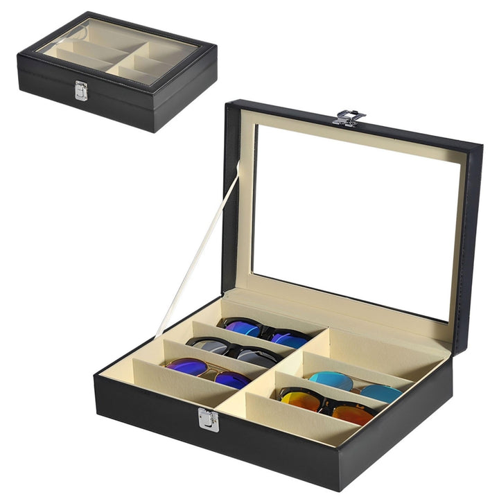 MAGIC SELECT Brillenbox mit 8 Fächern. Etui für Sonnenbrille, Lesebrille mit Transparentem Glasdecke