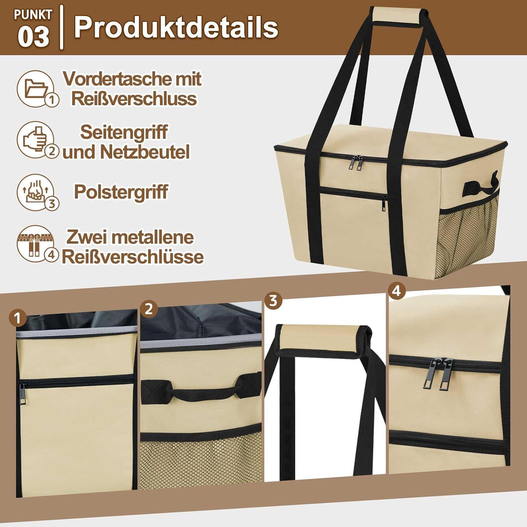 Coolerbag – Kühltasche aus hochwertigem Polyestergewebe, Large Cool Bag with Hard Bottom, Portable F