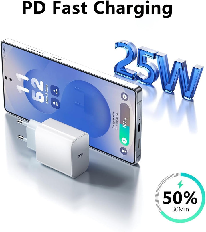 USB C 25W Ladegerät, 5er-Pack Schnellladegerät PD3.0 Stecker Typ C Handy Netzteil Wand-Ladegerät Kom