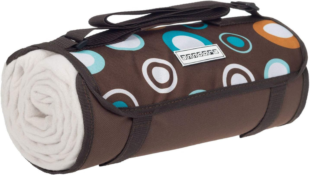 anndora Picknickrucksack 2 Personen 15 TLG. Zubehör + Picknickdecke braun Retro Braun Bunte Kreise -
