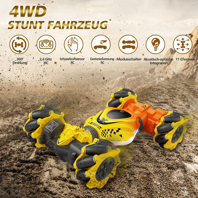 Pristar Ferngesteuertes Auto mit Handsteuerung, 2,4 GHz RC Twist Stunt Car 360° Handgeführtes Stunt-