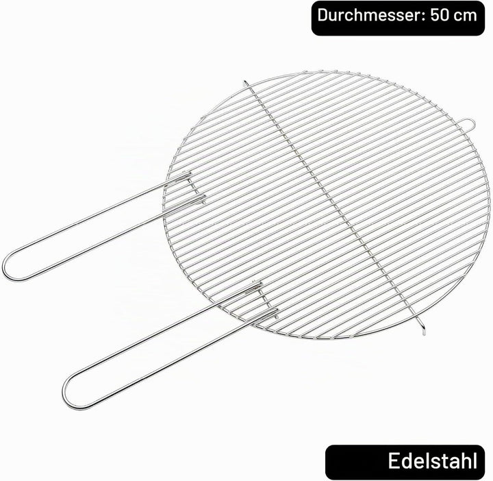 Barbecook Grillrost rund 50 cm mit zwei festen Haltegriffen für Holzkohlegrill, BBQ grill zubehör, e