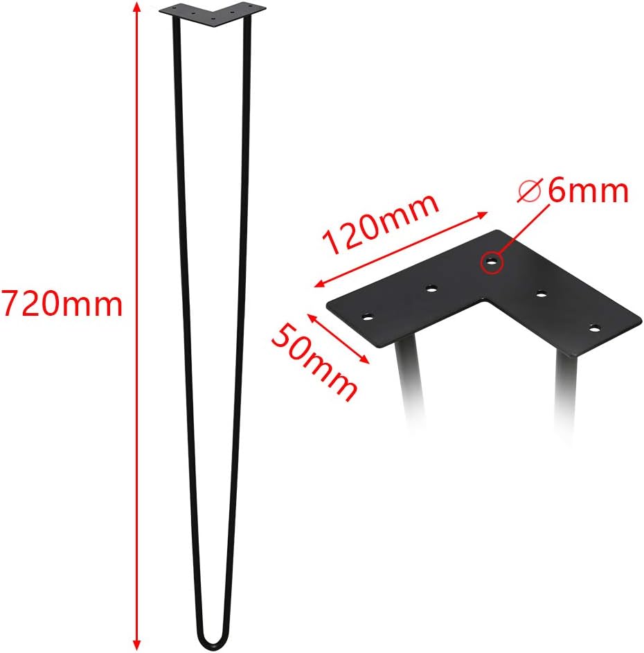 Ikodm 4er Set Hairpin Legs 72cm Möbelfüsse, Austauschbare Tisch &Schrank Beine Haarnadelbeine möbelb