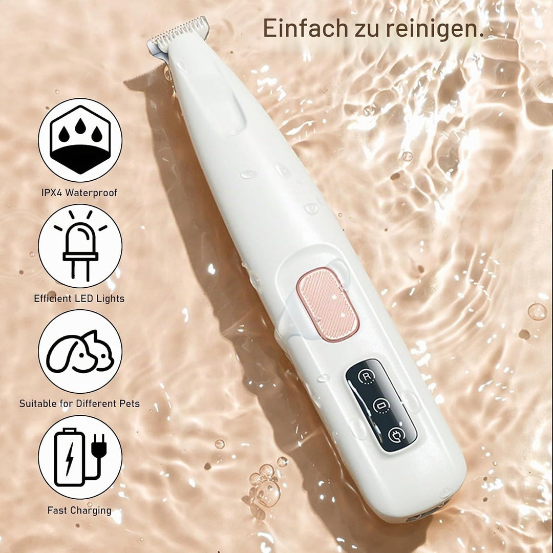 JIMACRO Pfotentrimmer für Hunde, Pfotentrimmer mit LED Licht Wasserdicht Hundeschermaschine Leise fü