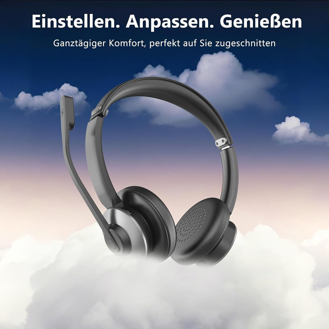 Earbay Wireless kabelloses Headset, V5.3 Bluetooth Headset mit Mikrofon kabellos, Noise Cancelling,