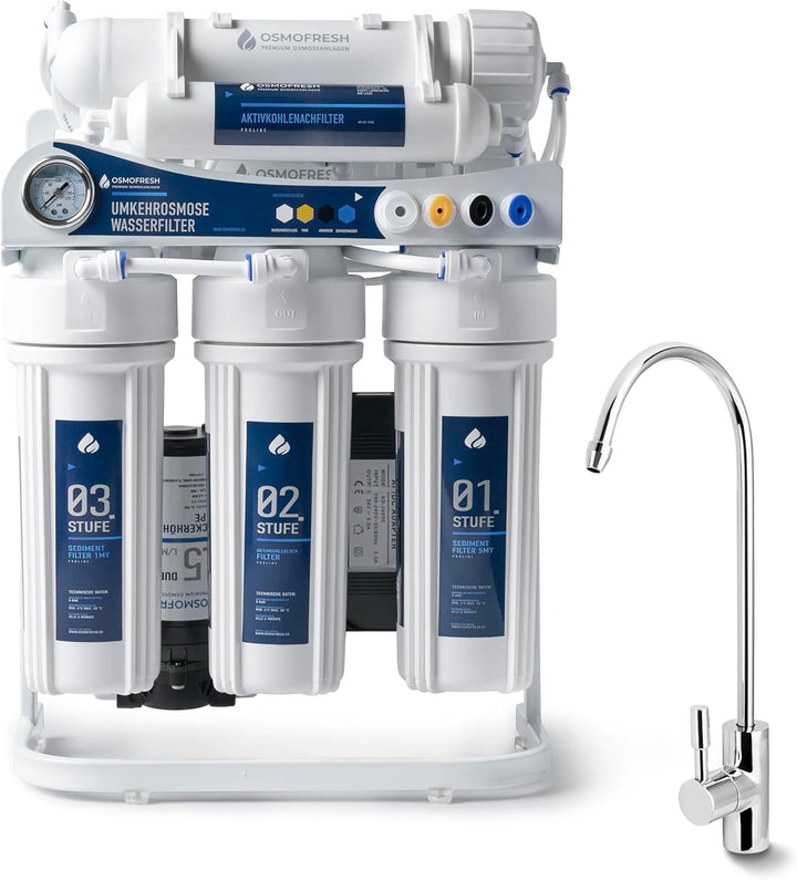 OsmoFresh Osmoseanlage Proline X3 | 450 GPD | 1,1l/min | Premium Osmosehahn GRATIS | vom Premium Her