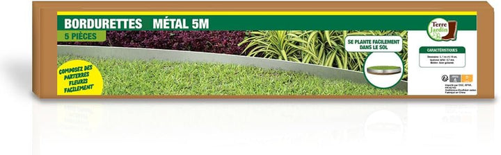 Garteneinfassung, flexibel, Metall, Grau, 5 m