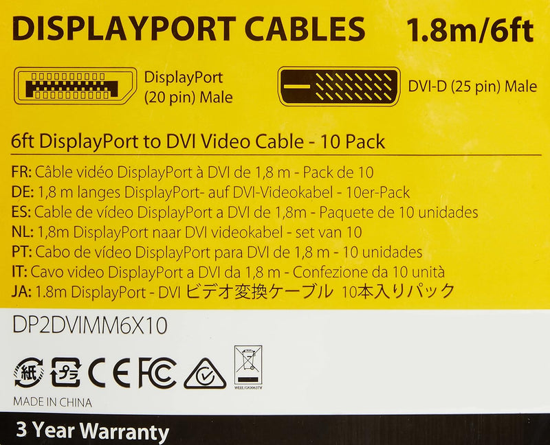 StarTech.com 1,8 m DisplayPort auf DVI-Kabel - DisplayPort DVI-Kabel - DisplayPort-Stecker auf DVI-S