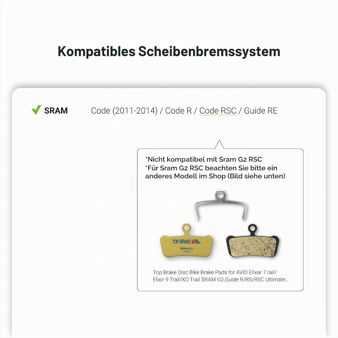 Top Brake Scheibenbremsbeläge Fahrrad für AVID SRAM Code R/RE/RSC, Guide RE