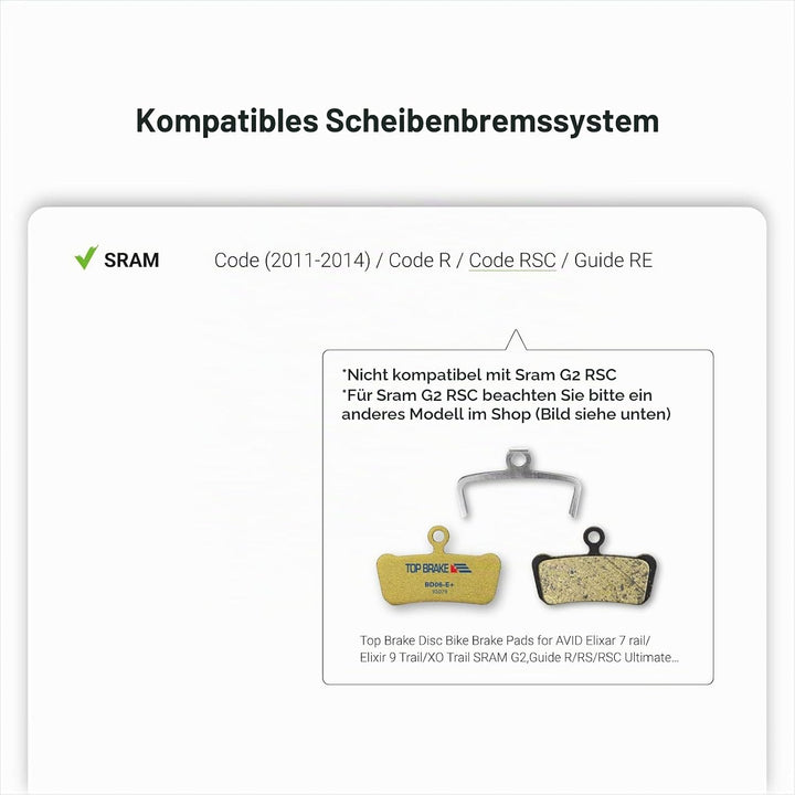 Top Brake Scheibenbremsbeläge Fahrrad für AVID SRAM Code R/RE/RSC, Guide RE
