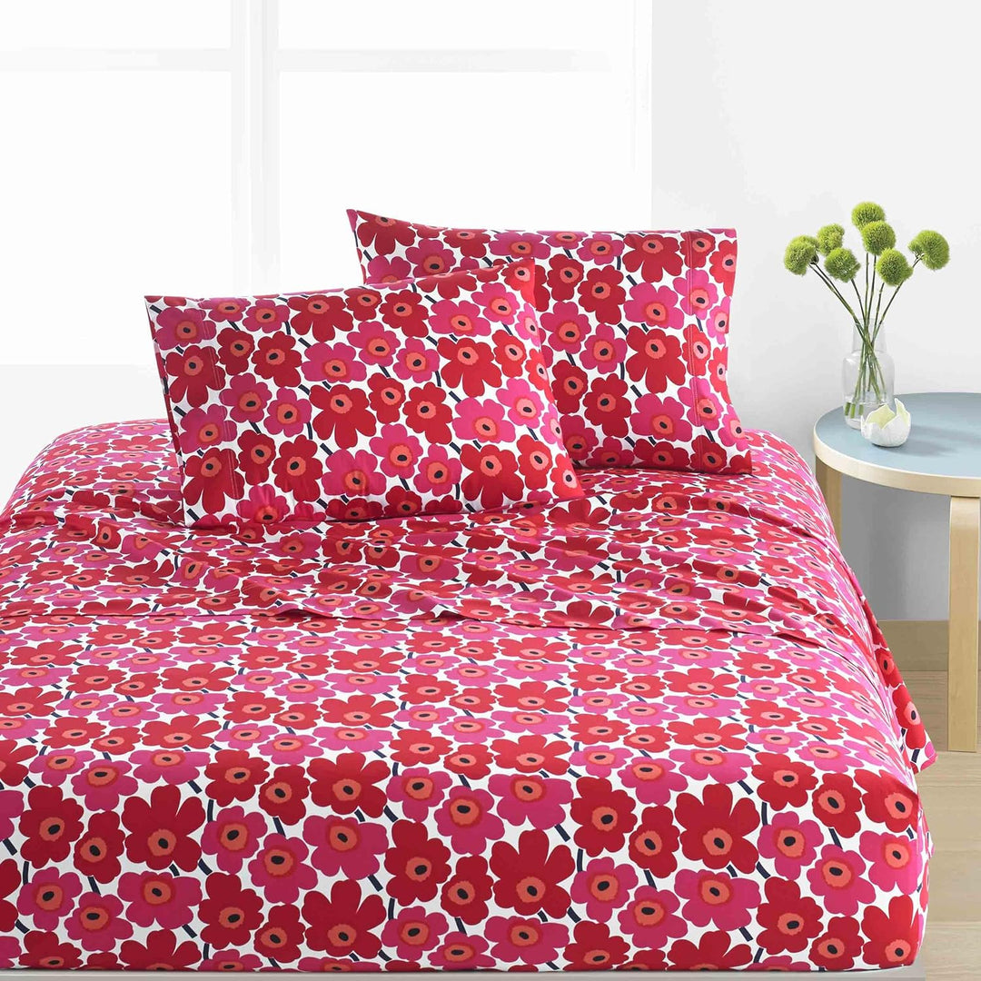 Marimekko - Kissenbezug-Set, Baumwoll-Perkal-Bettwäsche, Glatte und Coole Heimdekoration (Mini Unikk