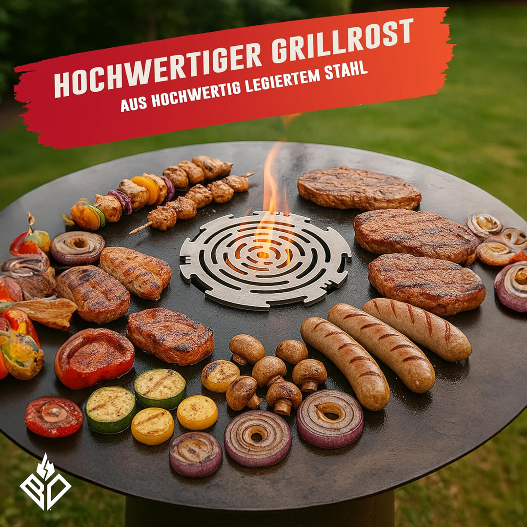 Becker Design® Grillrost & Grilleinsatz für Feuerplatte ⌀ 20cm (MADE IN EUROPE) Silber - Grillaufsat