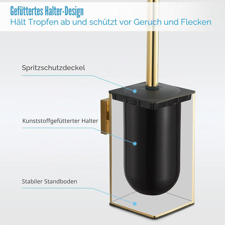 bgl Wandhalterung für WC-Bürste aus 304 Edelstahl, quadratisch Gold