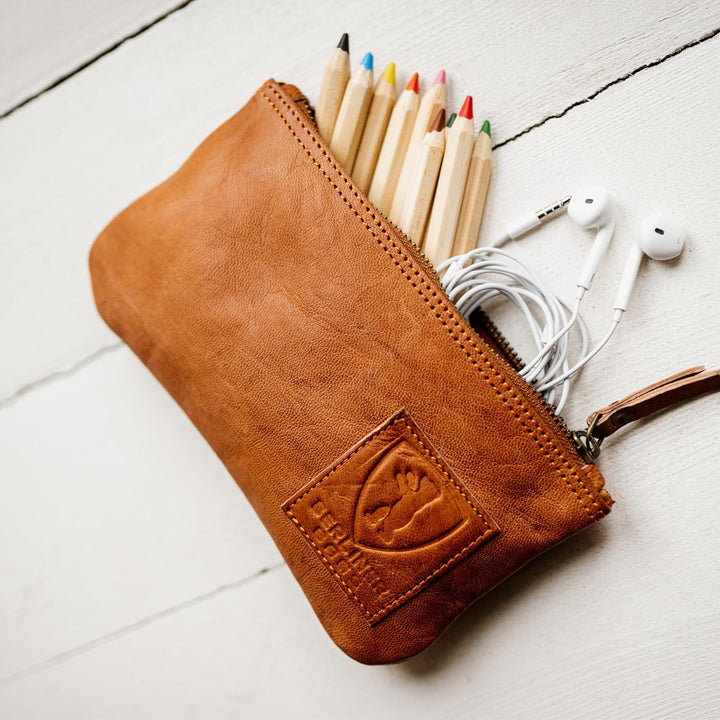 Berliner Bags Vintage Federmäppchen aus echtem Leder – Handgefertigtes Etui mit YKK-Reissverschluss,