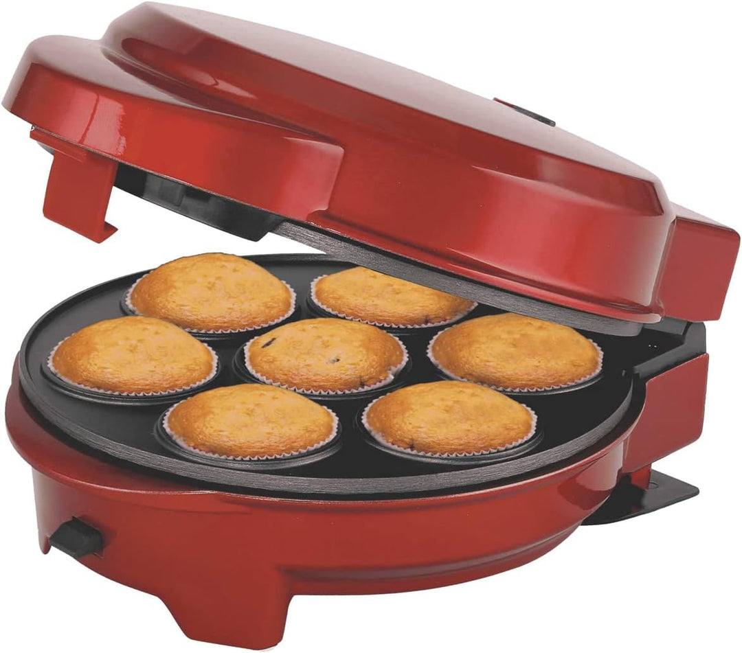 Epig 3-in-1 Cake Maker Donut-, Muffin-,Cup- und Popcake-Maker 3 auswechselbare Backplatten, Rot Meta