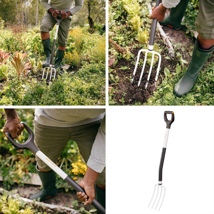 Fiskars Spatengabel für weiche, lockere Böden, Mit 4 Zinken, Länge: 105 cm, Zinken und Stiel aus hoc