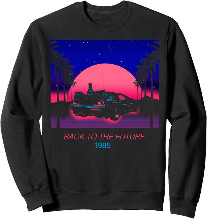 Back To The Future 1985 Neon Delorean Sunset Sweatshirt