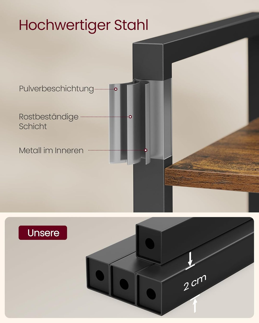 VASAGLE Bücherregal 6 Ebenen, Standregal mit Stahlrahmen, freistehendes Regal, Wohnzimmer, Schlafzim