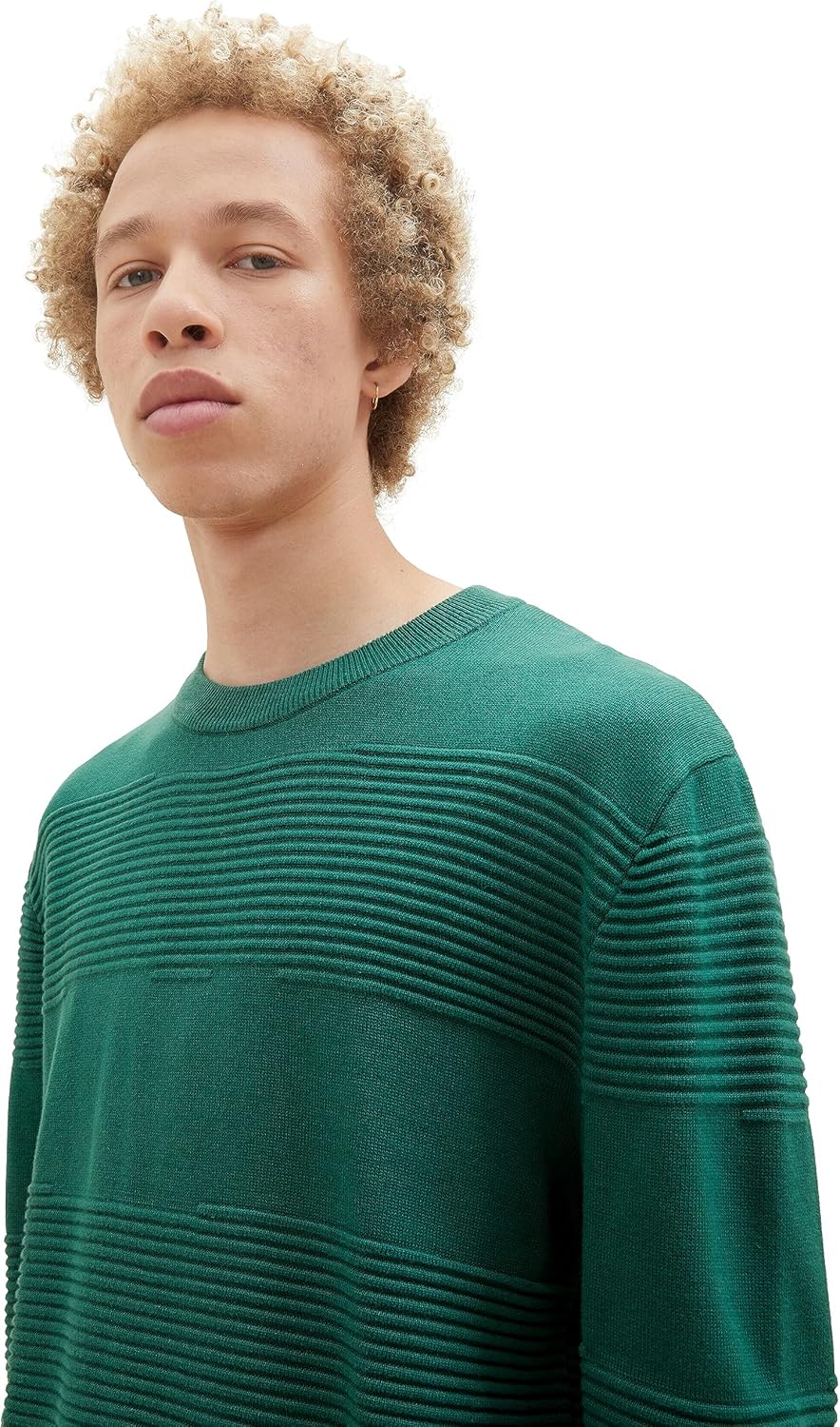 TOM TAILOR Denim Herren Denim Strickpullover mit Struktur aus Baumwolle S 10778 - Hunter Green, S 10
