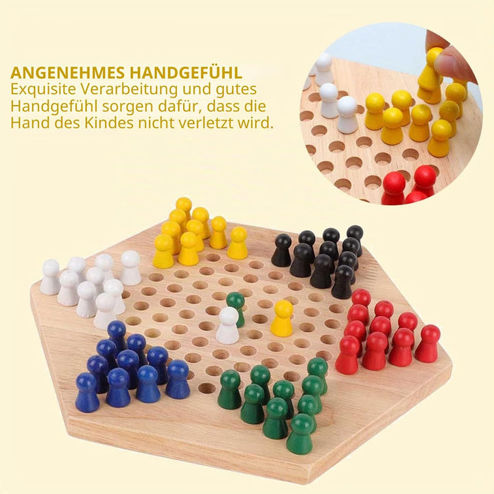 Tbest Holz Checkers, Indoor/Outdoor Bunte Checkers Set Kinder Pädagogisches Brettspiel Chinese Check