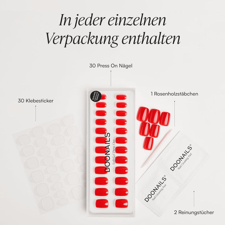 DOONAILS Soft Gel Press On Nails 30er Set Jetset Extra Short Square Form Chrome Nägel zum Aufkleben