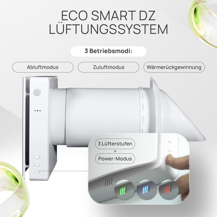 Eco Smart DZWR – Lüfter mit CO₂-Steuerung - Dezentrale Wohnraumlüftung mit Wärmerückgewinnung – F7 F